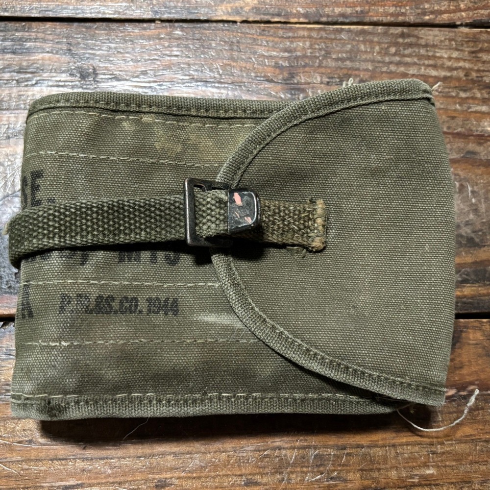 Vintage WWII US Military M15 First Aid Kit Pouch Canvas Medical Contents 1944-55